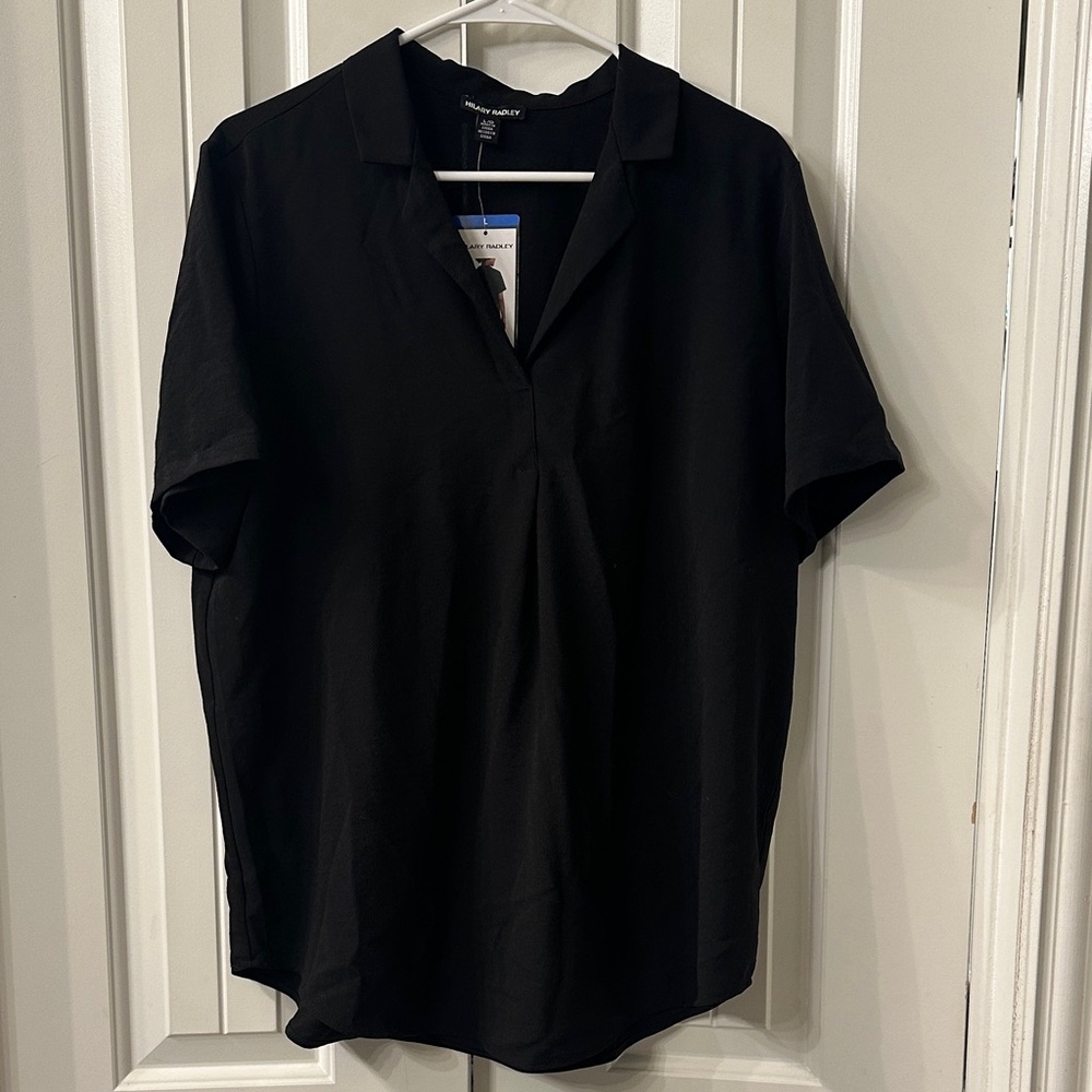 Hilary Radley Black Casual Button Down Shirt